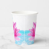 ピンク蓮の花の水色絵を描の 紙コップ (右)