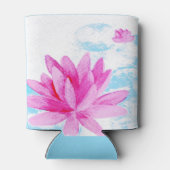 ピンク蓮の花の水色絵を描の 缶クーラー (裏面)