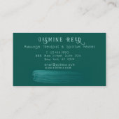 ピンク蓮の花の芽マッサージセラピストグリーン 名刺 (裏面)