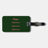 ピンク蓮の花グリーンBGパーソナライズ荷物 ラゲッジタグ (裏面横)