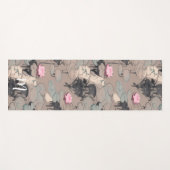 ピンク蓮の花モダンアートウォーター色 ヨガマット (正面(横))