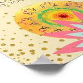 ピンク蓮の花ヨガヒーリングヘルス ポスター (角)