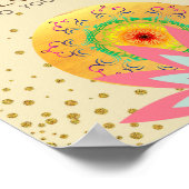 ピンク蓮の花ヨガヒーリングヘルス ポスター (角)