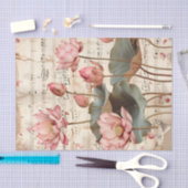 ピンク蓮の花ヴィンテージ音楽シートephemera 薄葉紙 (クラフト)