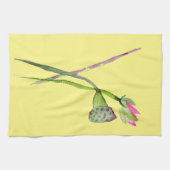 ピンク蓮の花仏芸術 キッチンタオル (横)