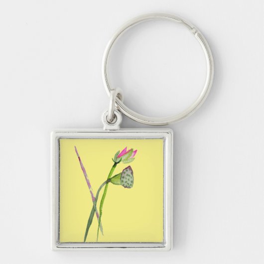 ピンク蓮の花仏芸術 キーホルダー (正面)