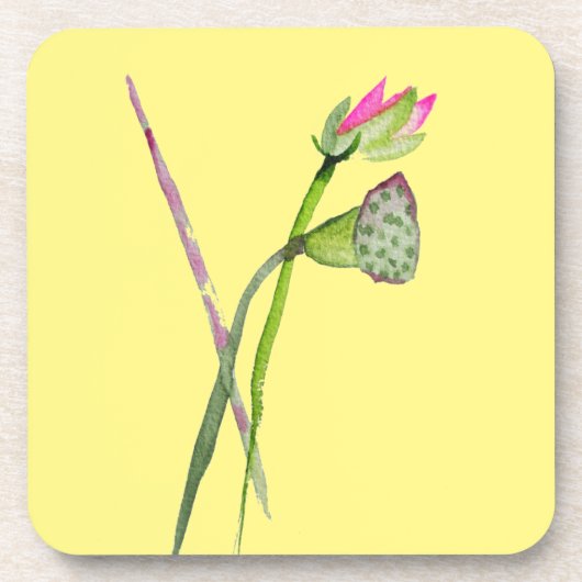 ピンク蓮の花仏芸術 コースター (正面)