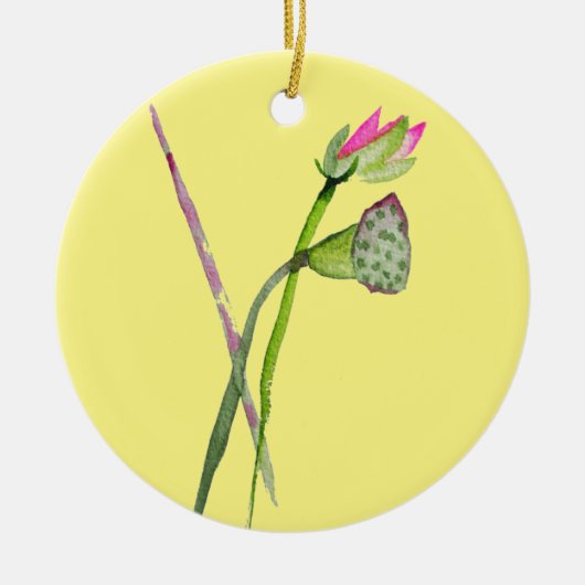 ピンク蓮の花仏芸術 セラミックオーナメント (正面)