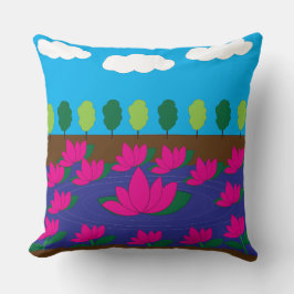 ピンク蓮の花園 クッション