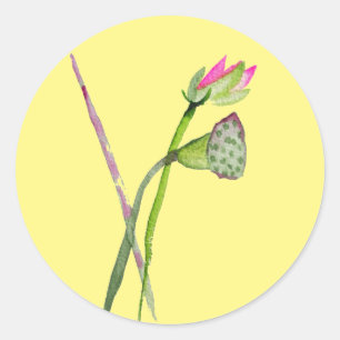 ピンク蓮禅華仏画 ラウンドシール