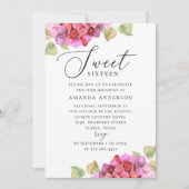 ピンク薄紫スイーツ16.水彩フローラ誕生日 招待状 (正面)
