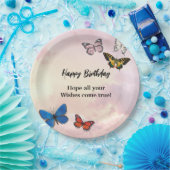 ピンク薄紫ドリーミーリップバタフライ紙プレート ペーパープレート (パーティー)