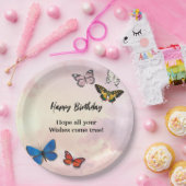 ピンク薄紫ドリーミーリップバタフライ紙プレート ペーパープレート (パーティー)