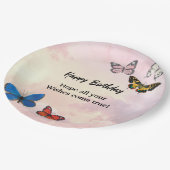 ピンク薄紫ドリーミーリップバタフライ紙プレート ペーパープレート (アングル)