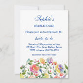 ピンク薄紫バラフローラ春ブライダルシャワー 招待状 (正面)