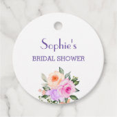 ピンク薄紫バラブライトフローラブライダルシャワー フェイバータグ (正面)