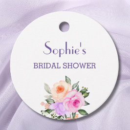 ピンク薄紫バラブライトフローラブライダルシャワー フェイバータグ