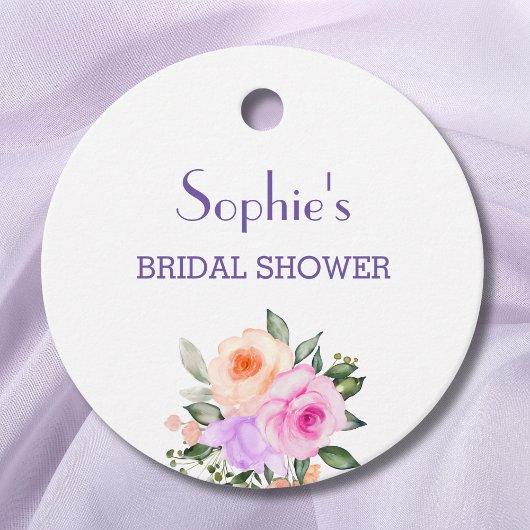 ピンク薄紫バラブライトフローラブライダルシャワー フェイバータグ
