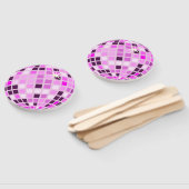 ピンク薄紫パープルレトロモダンディスコボール ハンドファン (組立なし)