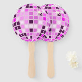 ピンク薄紫パープルレトロモダンディスコボール ハンドファン (正面&裏面)