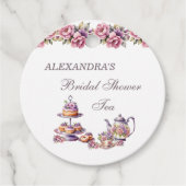 ピンク薄紫フローラティーブライダルシャワーありがとう フェイバータグ (正面)