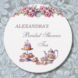 ピンク薄紫フローラティーブライダルシャワーありがとう フェイバータグ