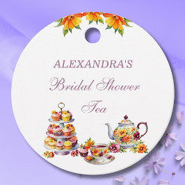 ピンク薄紫フローラティーブライダルシャワーサンキューファボ フェイバータグ