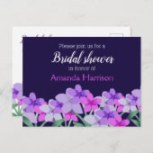 ピンク薄紫フローラブライダルシャワー インビテーションポストカード (正面/裏面)