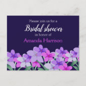 ピンク薄紫フローラブライダルシャワー インビテーションポストカード (正面)