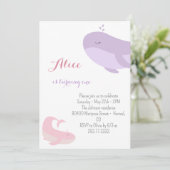 ピンク薄紫ホエールシーフィッシュ1st誕生日パーティー 招待状 (スタンド正面)