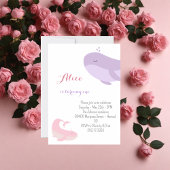 ピンク薄紫ホエールシーフィッシュ1st誕生日パーティー 招待状