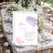 ピンク薄紫ホエールシーフィッシュ1st誕生日パーティー 招待状