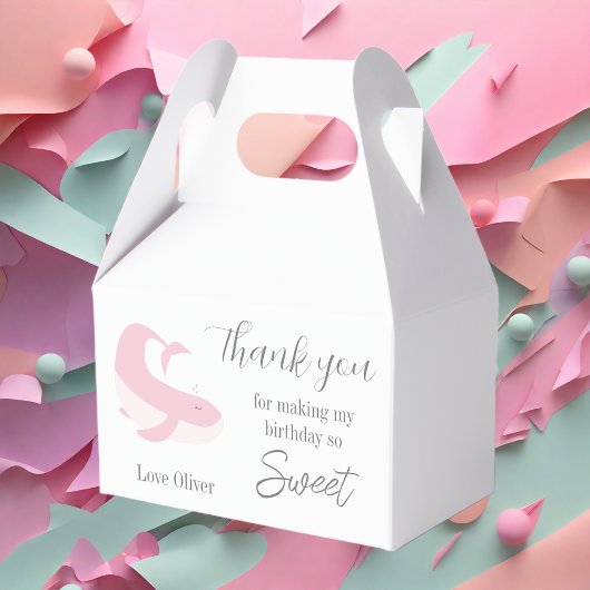 ピンク薄紫ホエールパステル誕生日パーティーありがとう フェイバーボックス