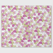 ピンク薄紫マグノリアフラワーウォーターカラーアート ラッピングペーパー (フラット)