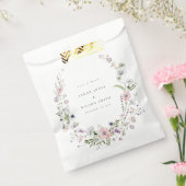 ピンク薄紫ワイルドフラワーリース結婚ズサンキュー フェイバーバッグ (封をした状態)