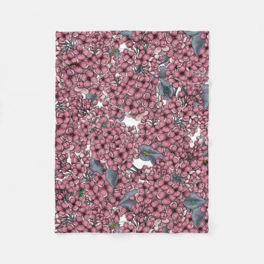 ピンク薄紫園 フリースブランケット (正面)