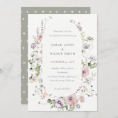 ピンク薄紫山花枠誓願リニューアル招待状 サンキューカード (正面/裏面)