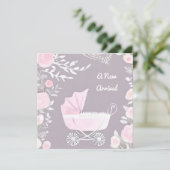 ピンク薄紫新着Pramかわいらしかわいいベビーカード シーズンカード (スタンド正面)