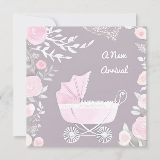 ピンク薄紫新着Pramかわいらしかわいいベビーカード シーズンカード (正面)