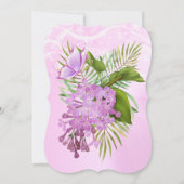 ピンク薄紫蝶フローラかわいらし誕生日パーティー 招待状 (裏面)