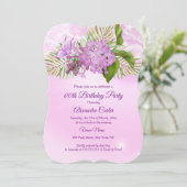 ピンク薄紫蝶フローラかわいらし誕生日パーティー 招待状 (スタンド正面)