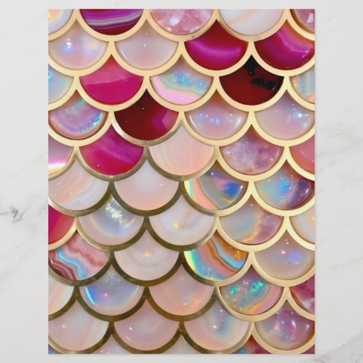 ピンク虹色の人魚のはかりで測スクラップブック紙 (裏面)