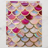 ピンク虹色の人魚のはかりで測スクラップブック紙 (正面/裏面)