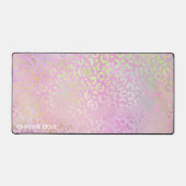 ピンク虹色アニマルプリントラージ拡張カスタム デスクマット (正面)