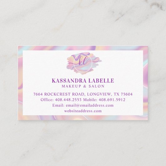 ピンク虹色ホログラフィック爪、 ネイルポーランドロイヤリティ 名刺 (裏面)