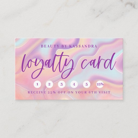 ピンク虹色ホログラフィック爪、 ネイルポーランドロイヤリティ 名刺 (正面)