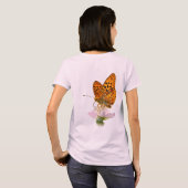 ピンク蝶々 フローラル Tシャツ (裏面フル)