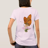 ピンク蝶々 フローラル Tシャツ (裏面)