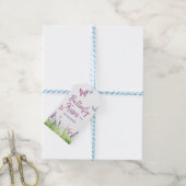 ピンク蝶かわいい紫色の女の子の赤ちゃんシャワー ギフトタグ (より糸付き)