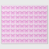 ピンク蝶の光沢ラッピング紙 ラッピングペーパー (フラット)